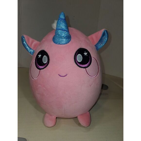 SQUEEZAMALS Other - SQUEEZAMALS Unicorn Plush Large Pink with Blue Horn and Ears Stuffed Toy 9in.